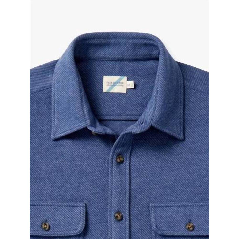 NEW FAIR HARBOR dunewood flannel button-up shirt in navy twill - Picture 4 of 4